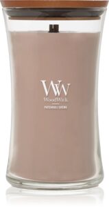 Woodwick Scented Candle with Crackling Wick Patchouli Crème