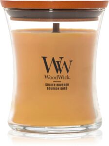 Woodwick Scented Candle with Crackling Wick Golden Bourbon Medium Hourglass